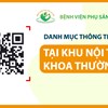 DANH MỤC THÔNG TIN TẠI CÁC KHOA THƯỜNG - NỘI TRÚ