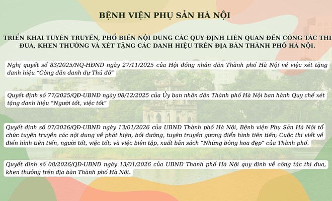Tuyên truyền, phổ biến các văn bản về công tác thi đua, khen thưởng và xét tặng các danh hiệu trên địa bàn Thành phố Hà Nội năm 2026.