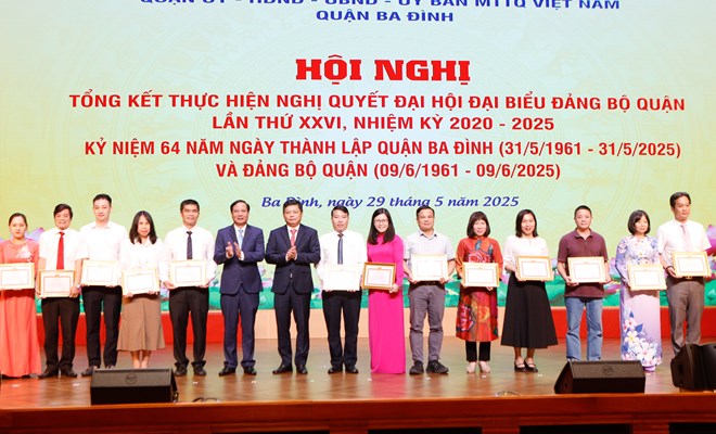Quận Ba Đình tổng kết nhiệm kỳ 2020–2025, kỷ niệm 64 năm thành lập (31/05/1961 – 31/05/2025); Đảng bộ Bệnh viện Phụ Sản Hà Nội được khen thưởng