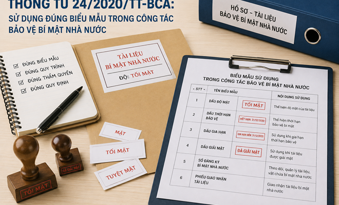 THÔNG TƯ 24/2020/TT-BCA: SỬ DỤNG ĐÚNG BIỂU MẪU TRONG CÔNG TÁC BẢO VỆ BÍ MẬT NHÀ NƯỚC