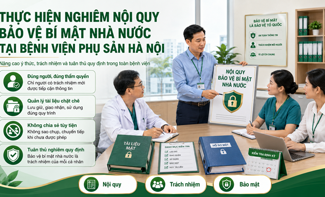 THỰC HIỆN NGHIÊM NỘI QUY BẢO VỆ BÍ MẬT NHÀ NƯỚC TẠI BỆNH VIỆN PHỤ SẢN HÀ NỘI