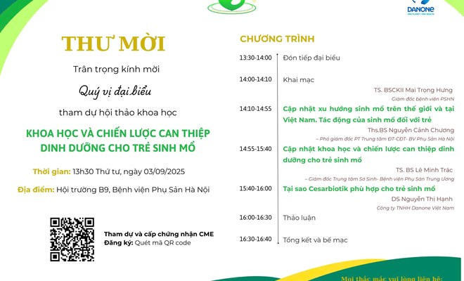 Thông báo đăng ký tham dự hội thảo khoa học: “Khoa học và chiến lược can thiệp dinh dưỡng cho trẻ sinh mổ”