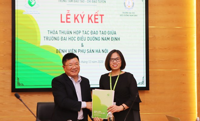 Ký kết thỏa thuận hợp tác giữa trường Bệnh viện Phụ Sản Hà Nội và trường Đại học Điều dưỡng Nam Định.